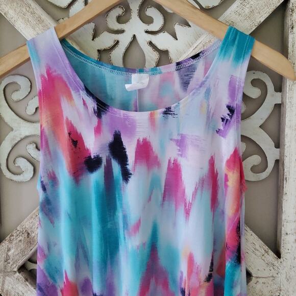 Women's Lightweight A-Line Mini Shift Flowy Swing Dress with Pockets in Tie Dye - Picture 6 of 12